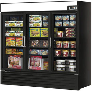 Turbo Air - 82" Black 3 Hinged Swing Glass Door Merchandising Freezer - TGF-72FAB-N