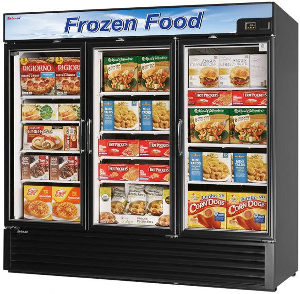 Turbo Air - 82" Black 3 Swing Glass Door Merchandising Freezer - TGF-72FB-N