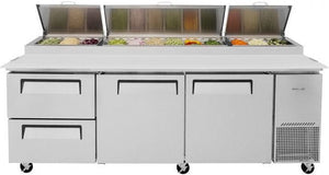 Turbo Air - 93" Pizza Prep Table with 2 Doors and 2 Drawers - TPR-93SD-D2-N