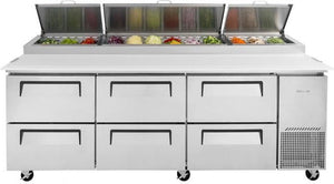 Turbo Air - 93" Pizza Prep Table with 6 Drawers - TPR-93SD-D6-N