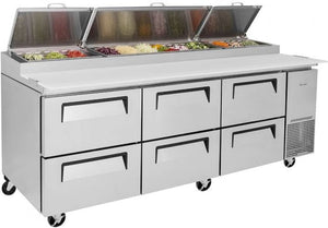 Turbo Air - 93" Pizza Prep Table with 6 Drawers - TPR-93SD-D6-N