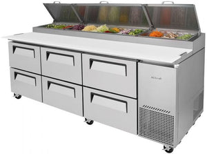 Turbo Air - 93" Pizza Prep Table with 6 Drawers - TPR-93SD-D6-N