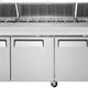 Turbo Air - 93" Super Deluxe Refrigerated Pizza Prep Table with 3 Solid Doors - TPR-93SD-N