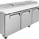 Turbo Air - 93" Super Deluxe Refrigerated Pizza Prep Table with 3 Solid Doors - TPR-93SD-N