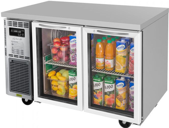 Turbo Air - J Series 48" Undercounter Refrigerator with Side Mounted Compressor with 2 Glass Doors - JUR-48-G-N