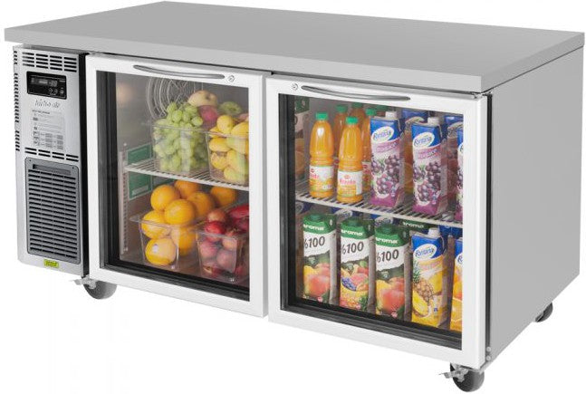 Turbo Air - J Series 60" Undercounter Refrigerator with Side Mounted Compressor with 2 Glass Doors - JUR-60-G-N