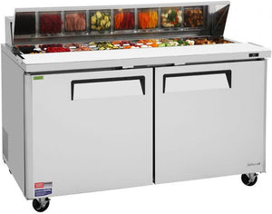 Turbo Air - M3 Series 60" Stainless Steel Refrigerated Sandwich Prep Table with 2 Doors - MST-60-N