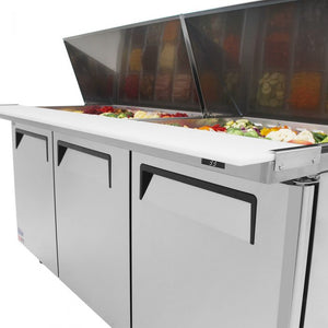 Turbo Air - M3 Series 72" Mega Top Stainless Steel Refrigerated Sandwich Prep Table with 3 Doors - MST-72-30-N