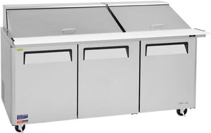 Turbo Air - M3 Series 72" Mega Top Stainless Steel Refrigerated Sandwich Prep Table with 3 Doors - MST-72-30-N