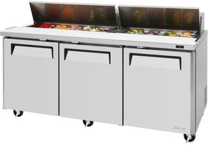 Turbo Air - M3 Series 72" Stainless Steel Refrigerated Sandwich Prep Table with 3 Doors - MST-72-N