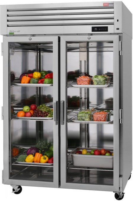 Turbo Air - PRO Series 51.75" Top Mounted 2 Section Glass Door Refrigerator - PRO-50R-G-N