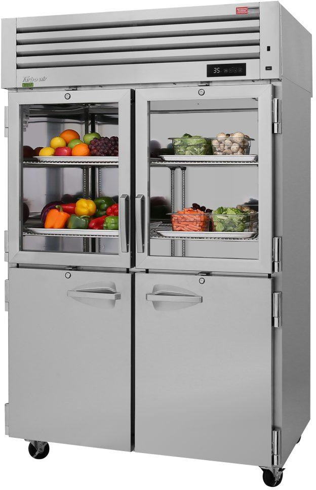 Turbo Air - PRO Series 51.75" Top Mounted Refrigerator with 4 Glass/Solid Combi Half Doors - PRO-50R-GSH-N