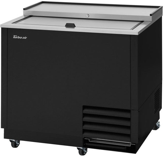 Turbo Air - Super Deluxe 36" Black Glass Chiller & Froster with 1 Stainless Steel Lid - TBC-36SB-GF-N