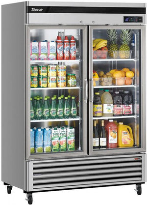 Turbo Air - Super Deluxe 54" Bottom Mounted Glass Doors Reach-In Refrigerator with LED Lighting - TSR-49GSD-N