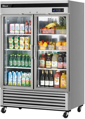 Turbo Air - Super Deluxe 54" Bottom Mounted Glass Doors Reach-In Refrigerator with LED Lighting - TSR-49GSD-N