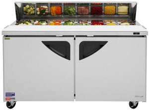 Turbo Air - Super Deluxe 60" Refrigerated Sandwich Prep Table with 2 Doors - TST-60SD-N