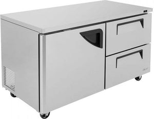 Turbo Air - Super Deluxe 60" Undercounter Refrigerator with 2 Drawers and 1 Solid Door - TUR-60SD-D2-N