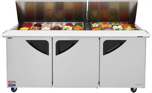 Turbo Air - Super Deluxe 72" Refrigerated Sandwich Prep Table with 3 Solid Doors - TST-72SD-30-N