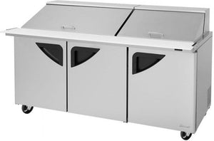 Turbo Air - Super Deluxe 72" Refrigerated Sandwich Prep Table with 3 Solid Doors - TST-72SD-30-N