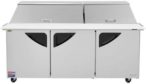 Turbo Air - Super Deluxe 72" Refrigerated Sandwich Prep Table with 3 Solid Doors - TST-72SD-30-N