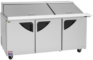 Turbo Air - Super Deluxe 72" Refrigerated Sandwich Prep Table with 3 Solid Doors - TST-72SD-30-N