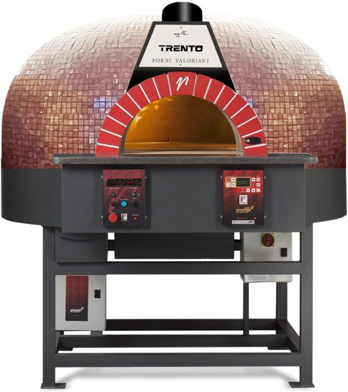 Valoriani - Red Mosaic Rotativo 120 Gas and Wood Fired Pizza Oven with Rotating Deck -48145