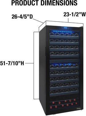 Vinotemp - 110 Bottle Dual-Zone Touch Screen Wine Cooler - VT‐122TS‐2Z