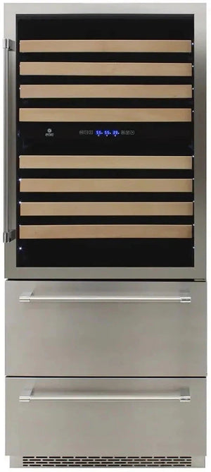 Vinotemp - 135 Bottle Triple-Zone Wine Cooler & Drawer - EL‐BWC30TB‐S