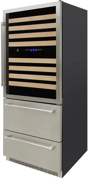 Vinotemp - 135 Bottle Triple-Zone Wine Cooler & Drawer - EL‐BWC30TB‐S