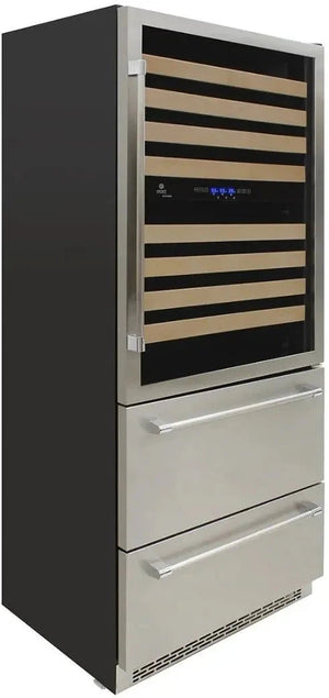 Vinotemp - 135 Bottle Triple-Zone Wine Cooler & Drawer - EL‐BWC30TB‐S