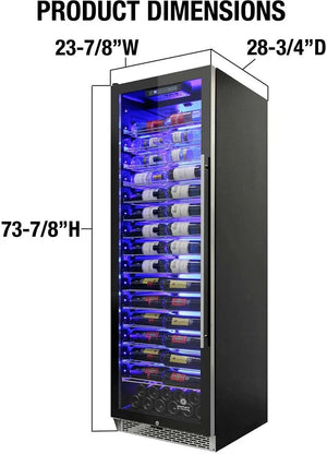 Vinotemp - 141 Bottle Single-Zone Wine Cooler Left Hinge - EL‐168COMM‐L