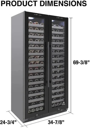 Vinotemp - 180 Bottle 36" Double Door Wine Cooler - EL‐36TD180