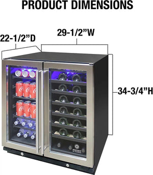 Vinotemp - 30" Wine & Beverage Cooler - EL‐30SWCB2D