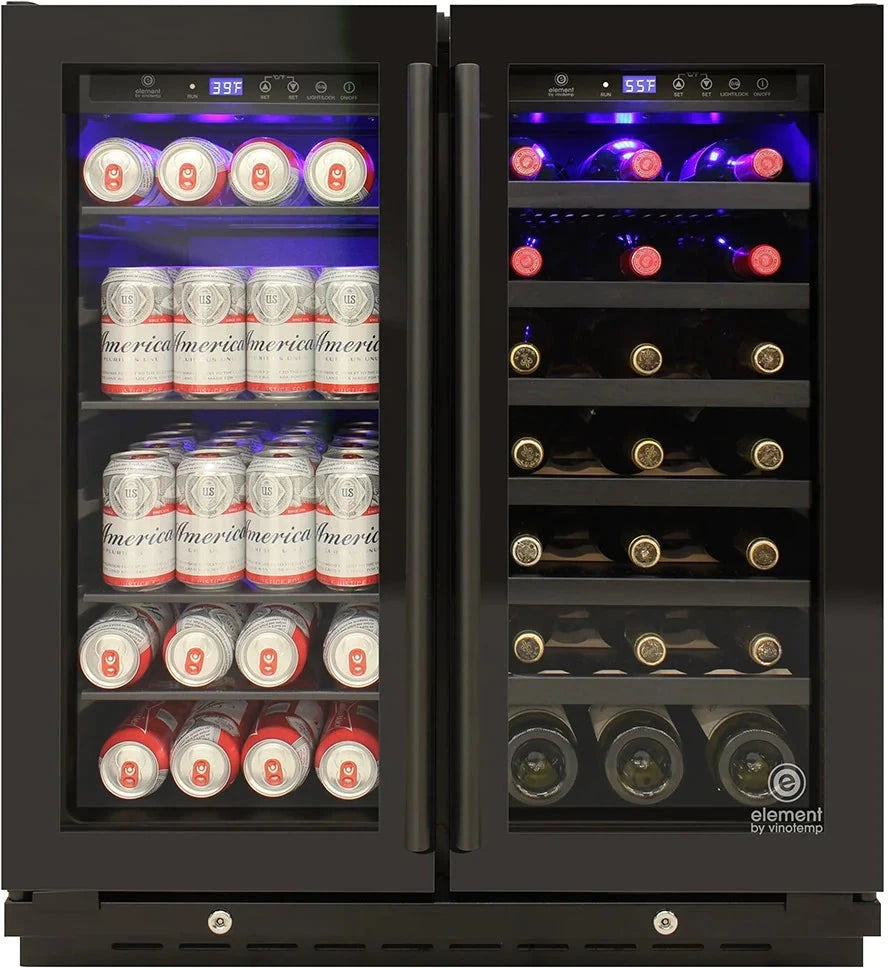 Vinotemp - 33 Bottle Wine and 101 Can Beverage Cooler - EL‐BWC101‐01