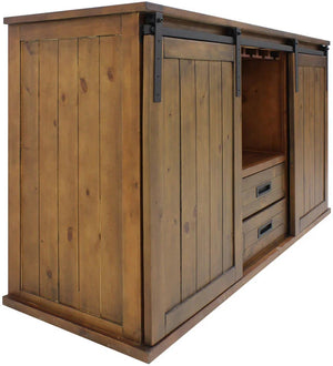 Vinotemp - Rustic Wine Credenza With Sliding Doors - VT‐RUSTICRED3D