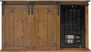 Vinotemp - Rustic Wine Credenza With Sliding Doors - VT‐RUSTICRED3D