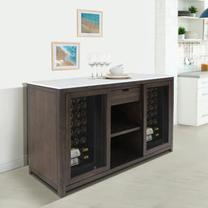 Vinotemp - Wine Credenza With White Marble Tabletop - VT‐CREDMOD‐BR-W