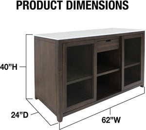 Vinotemp - Wine Credenza With White Marble Tabletop - VT‐CREDMOD‐BR-W