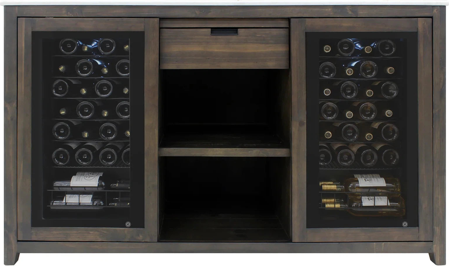 Vinotemp - Wine Credenza With White Marble Tabletop - VT‐CREDMOD‐BR-W