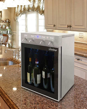 Vinotemp - WineSteward Stainless 4 Bottle Wine Dispenser - VT‐PRWINEDIS4S