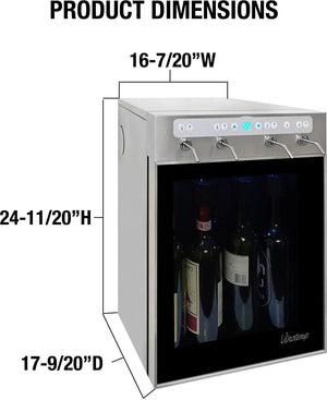 Vinotemp - WineSteward Stainless 4 Bottle Wine Dispenser - VT‐PRWINEDIS4S