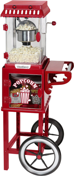 West Bend - 10-Cup Red Compact Popcorn Machine & Cart - PCMC20RD13