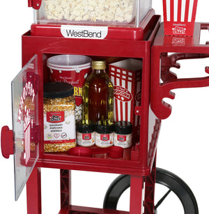 West Bend - 10-Cup Red Compact Popcorn Machine & Cart - PCMC20RD13