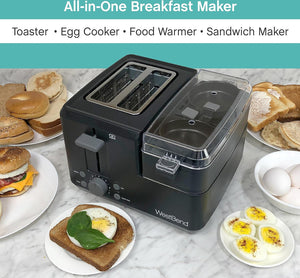 West Bend - 2-Slice Black Toaster with Egg Cooker and Meat Warmer - 78500