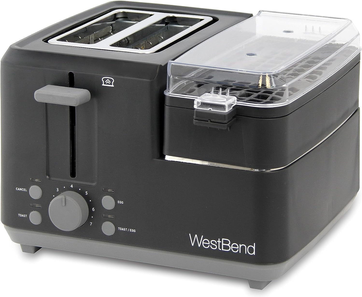 West Bend - 2-Slice Black Toaster with Egg Cooker and Meat Warmer - 78500