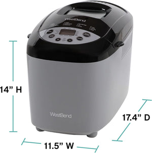 West Bend - 3 lb Hi-Rise Bread Maker with 12 Preset Digital Controls - 47413