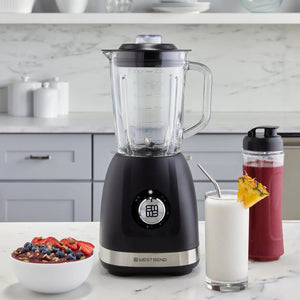 West Bend - 48 Oz Glass Jar Black Multi-Function Blender with Travel Cup - BLWB48BK13