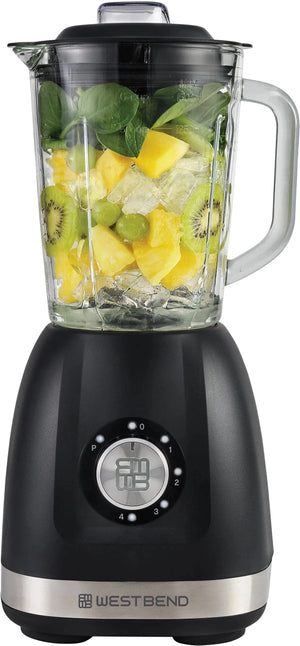 West Bend - 48 Oz Glass Jar Black Multi-Function Blender with Travel Cup - BLWB48BK13