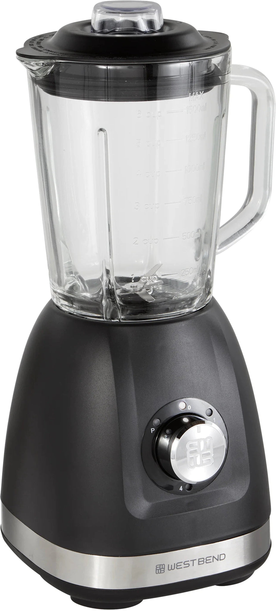 West Bend - 48 Oz Glass Jar Black Multi-Function Blender with Travel Cup - BLWB48BK13