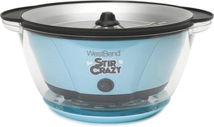 West Bend - 850W, 6 QT Blue West Bend Stir Crazy Oil Popcorn Machine with Serving Bowl - PC8270BL13